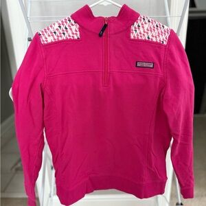 Vineyard Vines Bright Pink Pullover with Patterned Accents